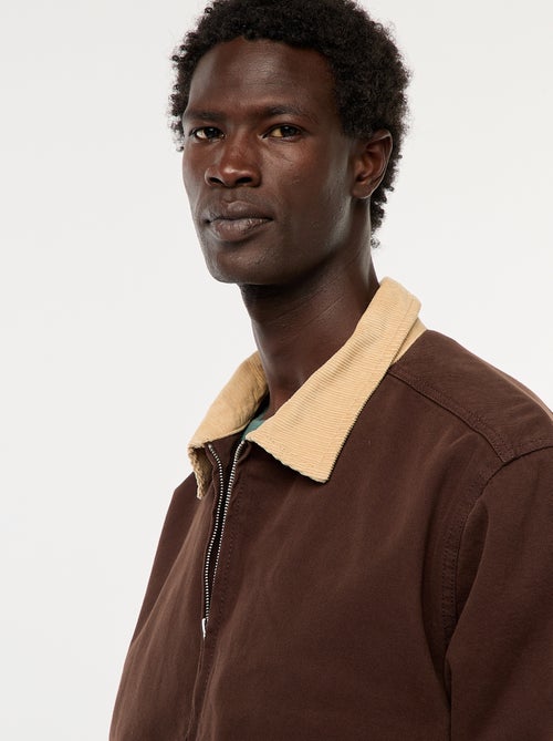 Veste en twill zippée avec col côtelé - Kiabi