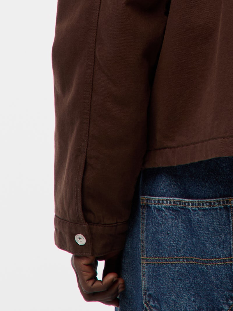 Veste en twill zippée avec col côtelé Marron - Kiabi