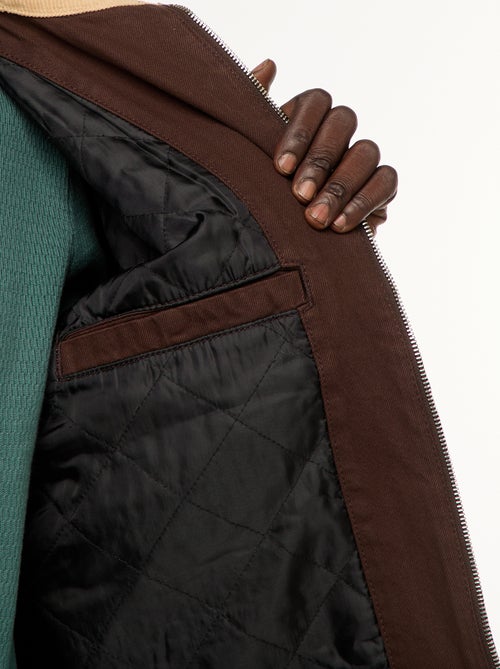 Veste en twill zippée avec col côtelé - Kiabi