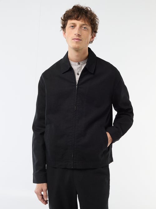 Veste en twill zippée unie - Kiabi