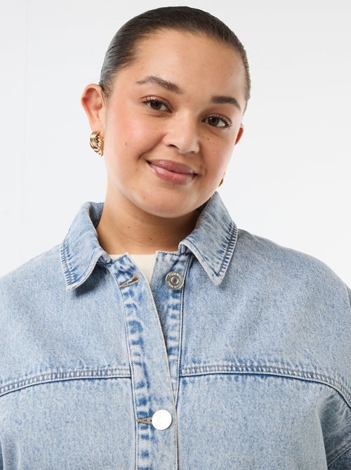 Veste longue en jean - Kiabi