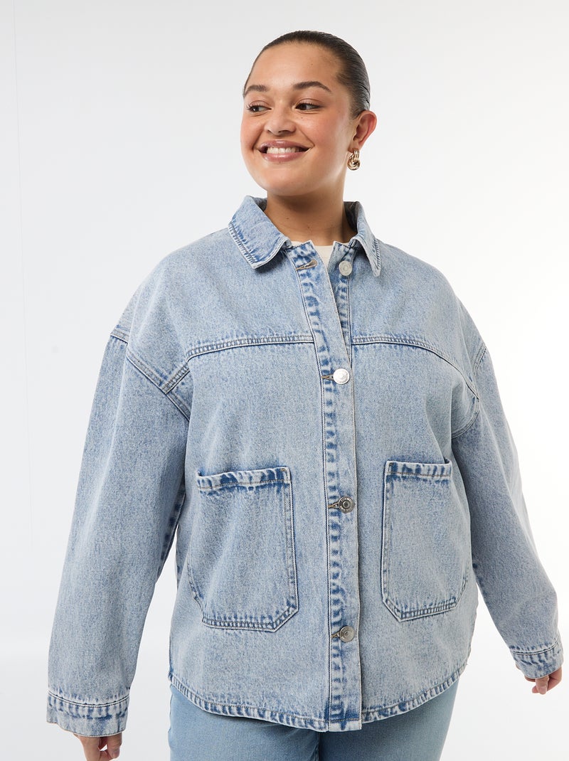 Veste longue en jean Bleu - Kiabi