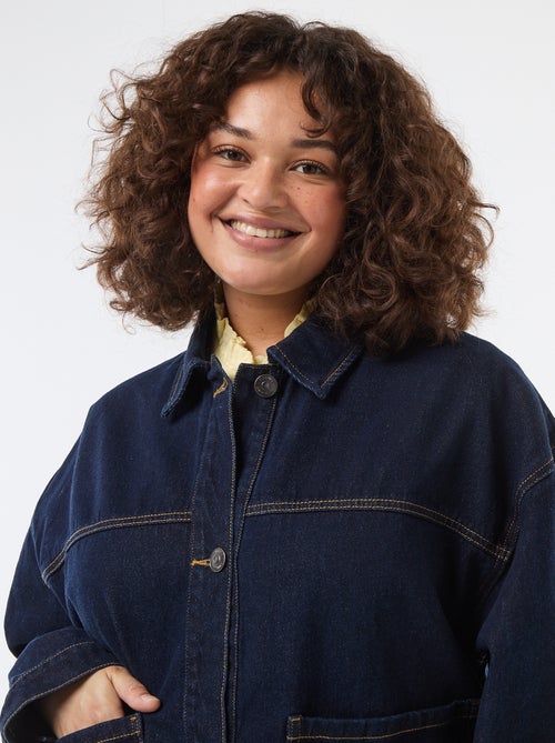 Veste longue en jean - Kiabi