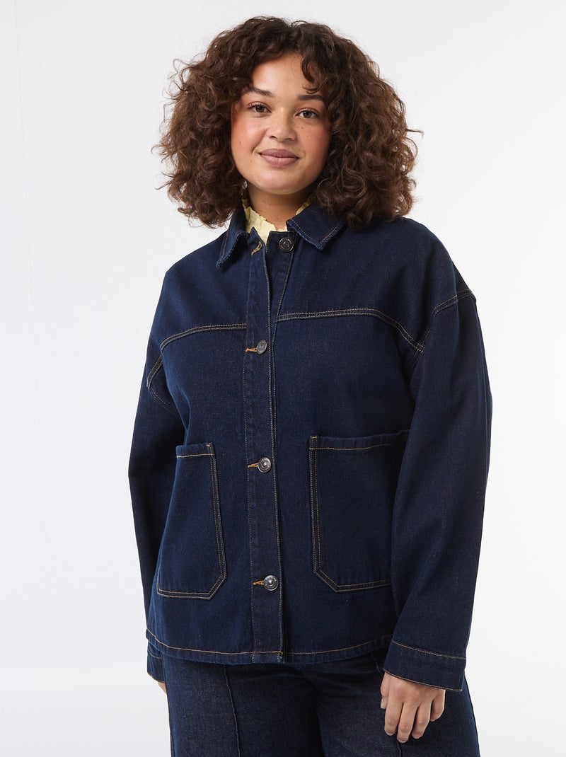 Veste longue en jean Bleu - Kiabi