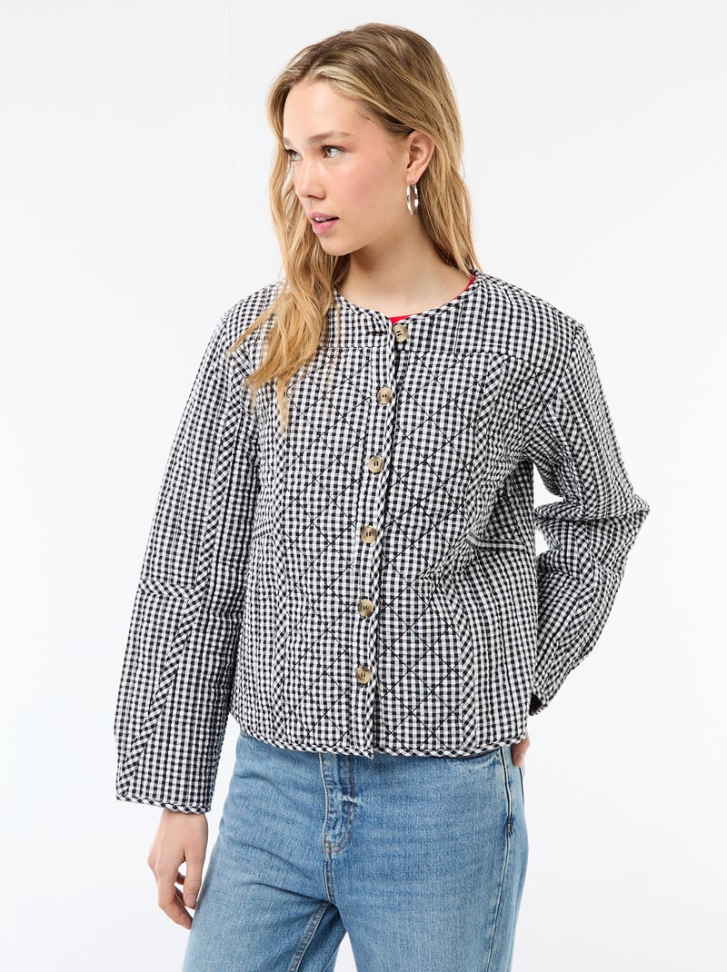 Veste matelassée à carreaux Noir - Kiabi