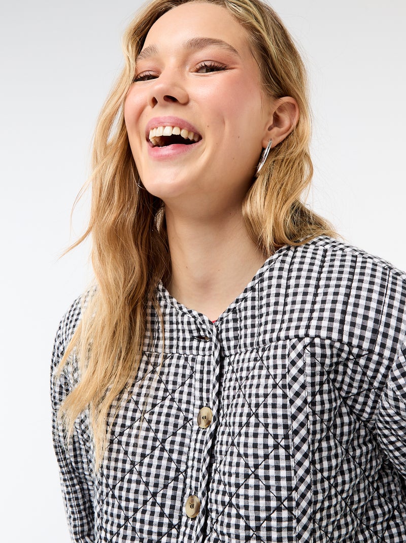 Veste matelassée à carreaux Noir - Kiabi