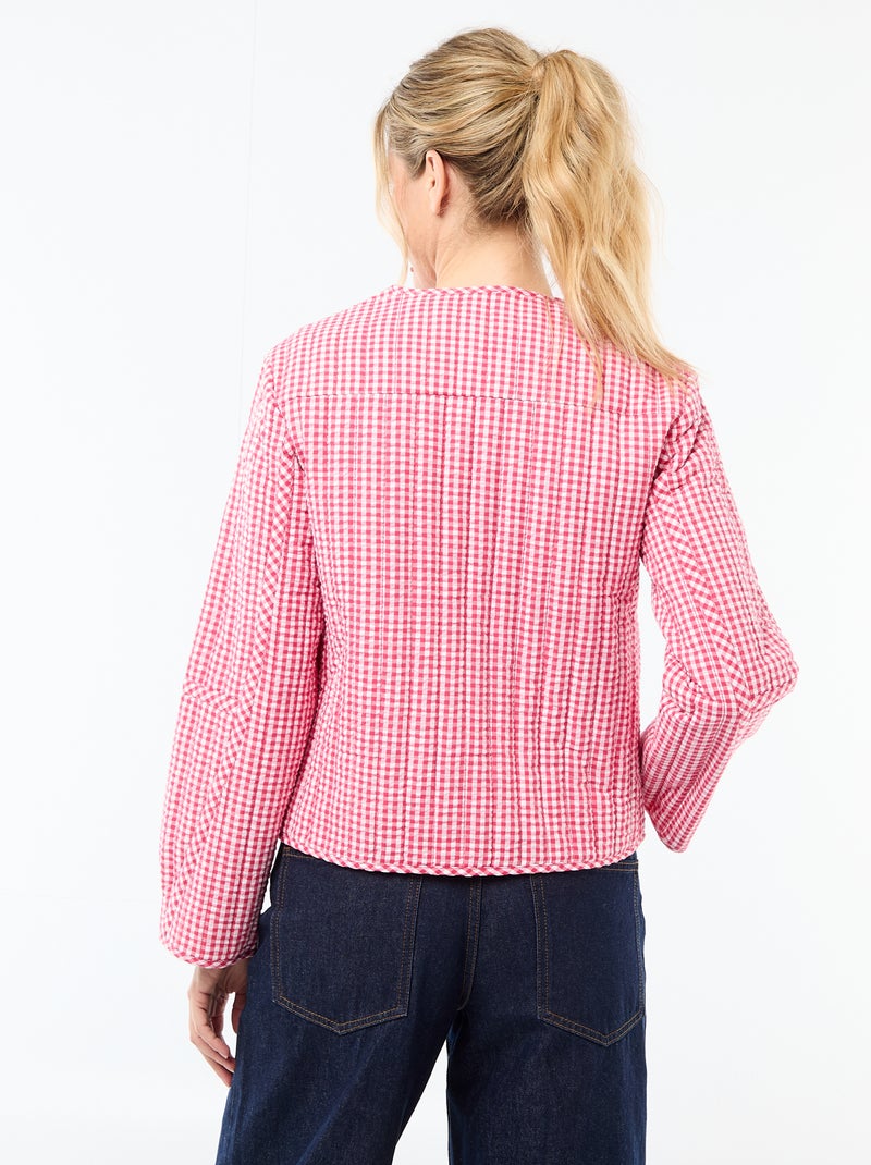 Veste matelassée à carreaux Rose - Kiabi