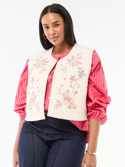 Veste matelassée avec broderies - Kiabi
