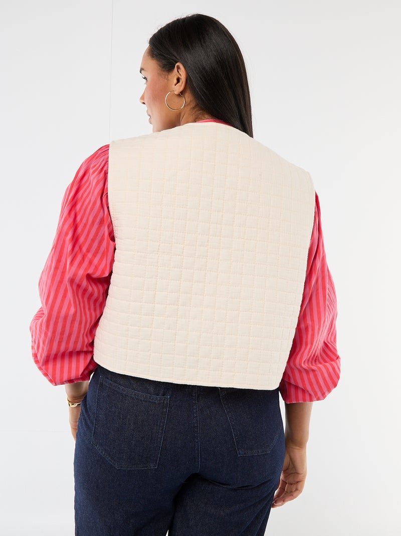 Veste matelassée avec broderies Beige - Kiabi