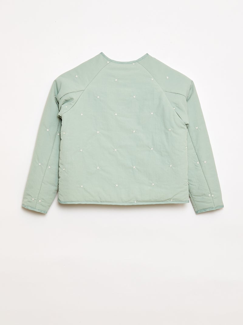 Veste matelassée avec motif brodé Vert - Kiabi
