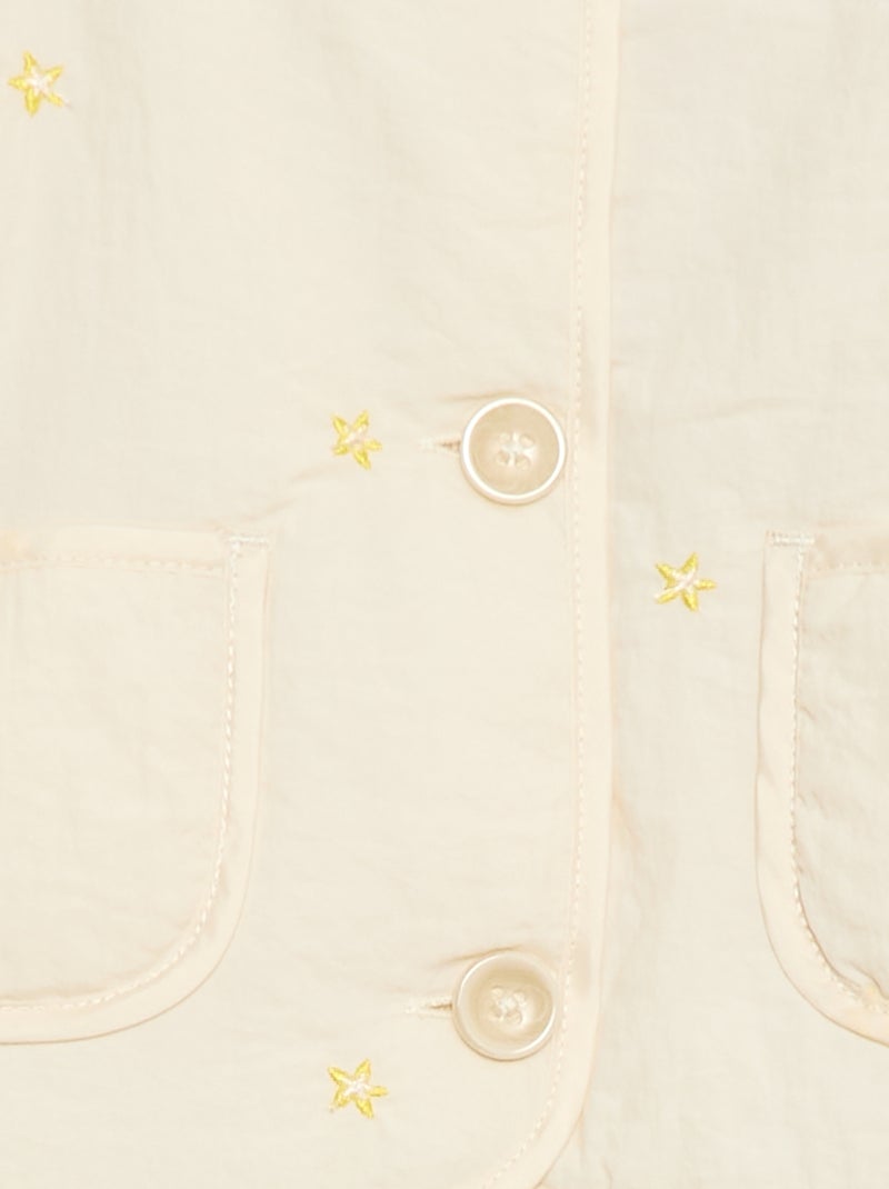 Veste matelassée col rond en tissu déperlant Beige - Kiabi