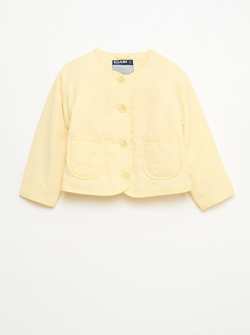 Veste matelassée col rond en tissu déperlant Jaune - Kiabi