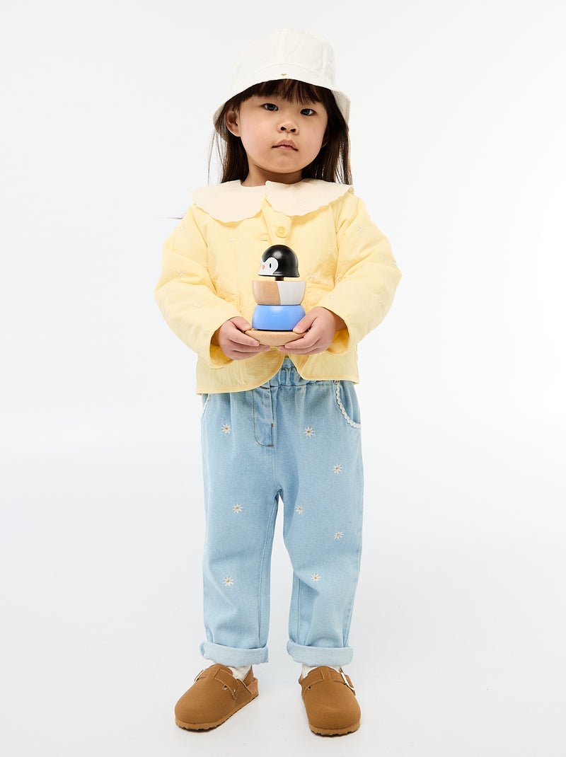 Veste matelassée col rond en tissu déperlant Jaune - Kiabi