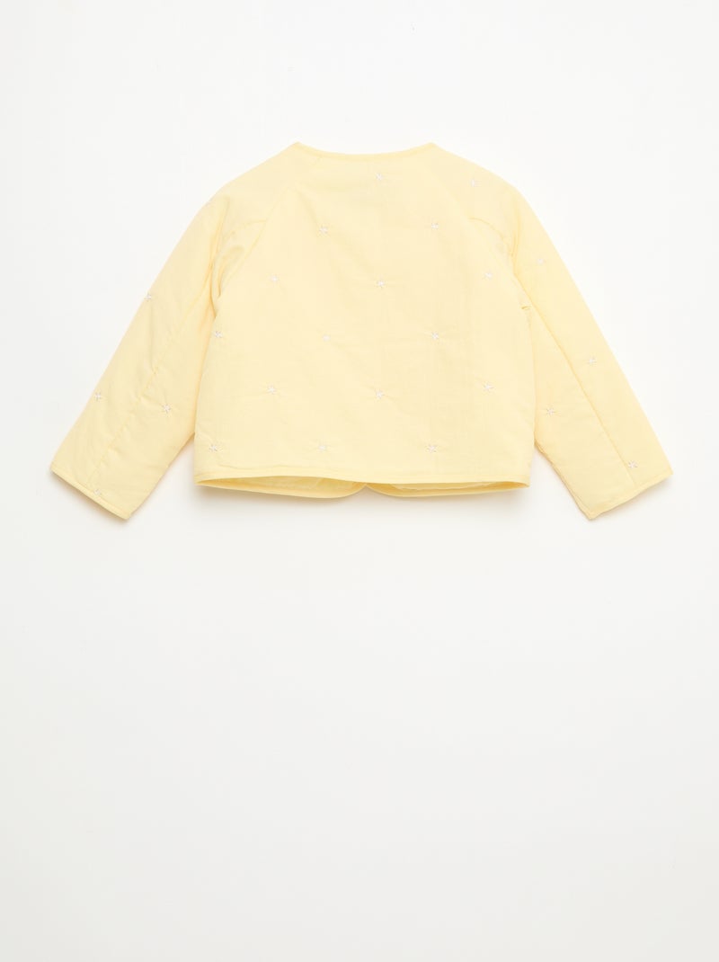 Veste matelassée col rond en tissu déperlant Jaune - Kiabi