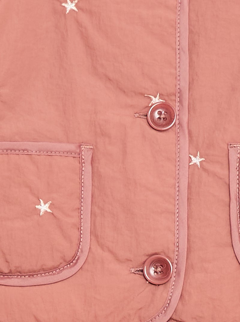 Veste matelassée col rond en tissu déperlant Rose - Kiabi