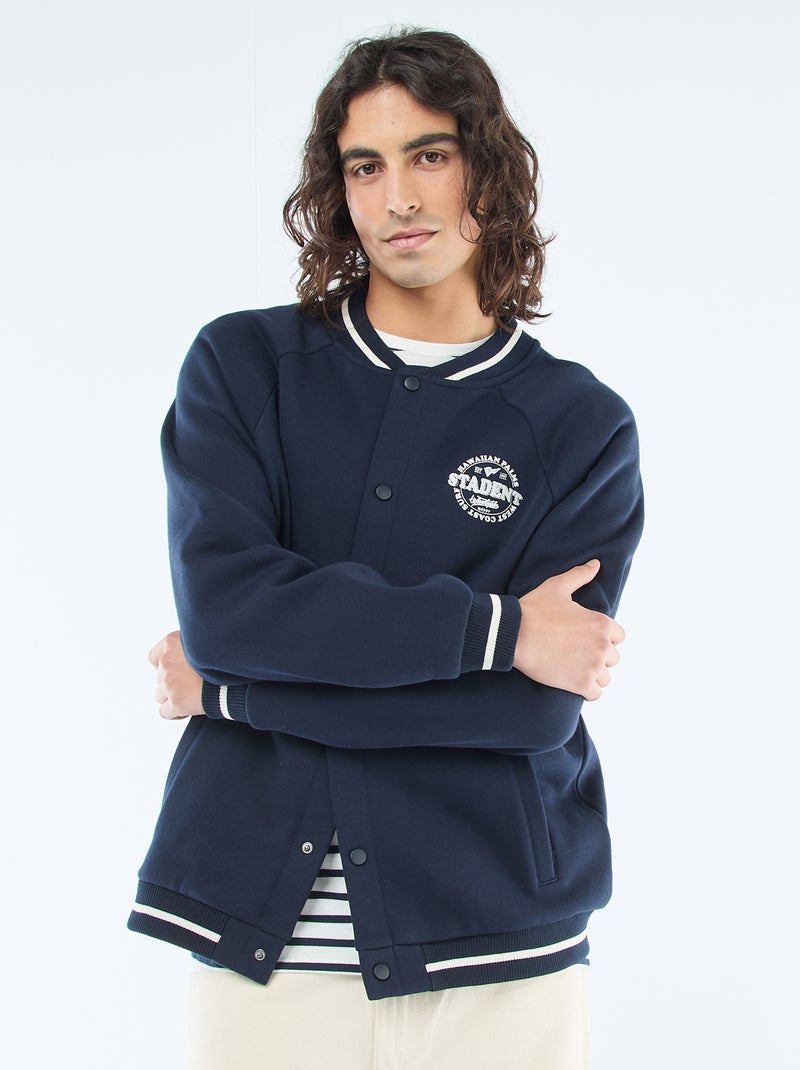 Veste molletonnée style américain Bleu marine - Kiabi