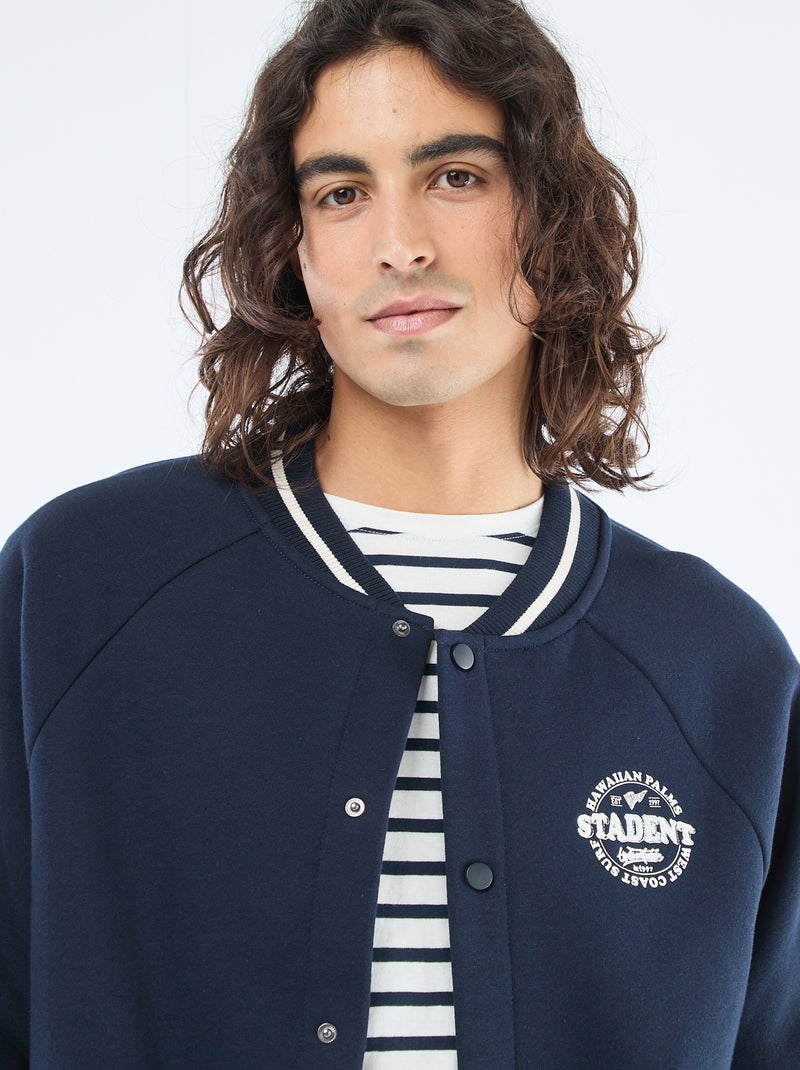 Veste molletonnée style américain Bleu marine - Kiabi