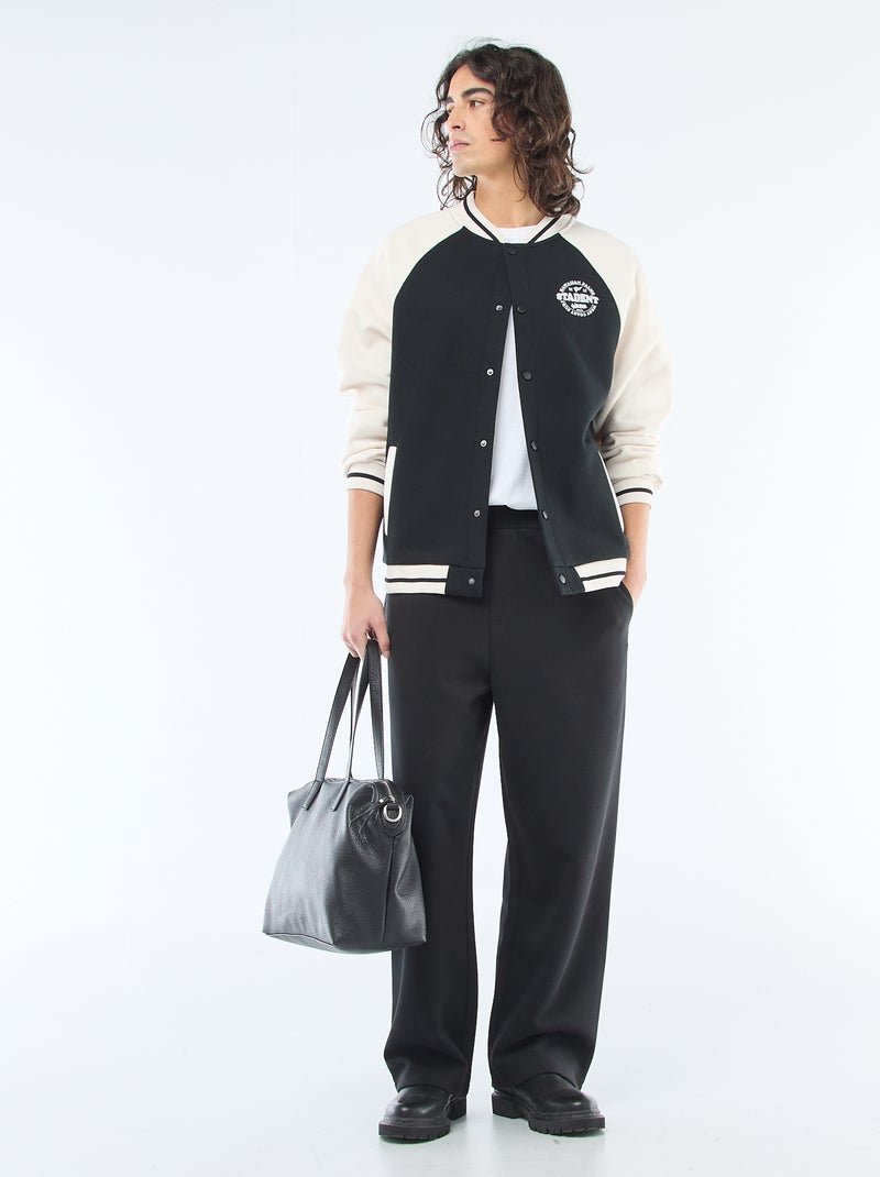 Veste molletonnée style américain Noir/blanc - Kiabi