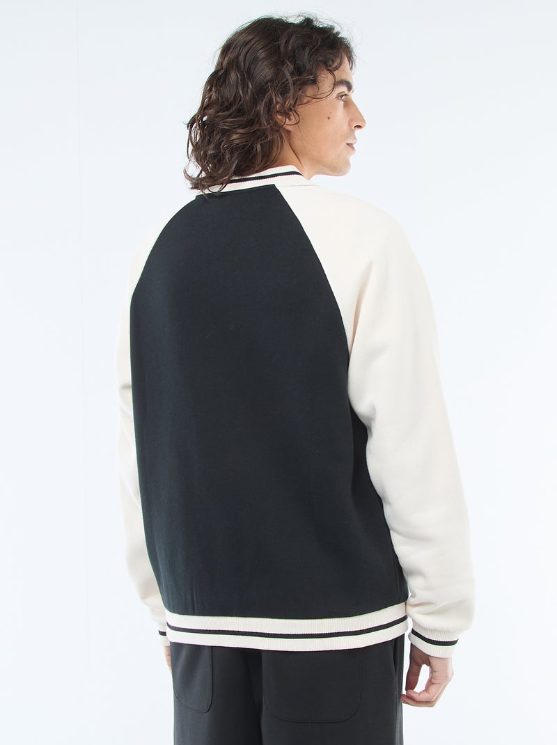 Veste molletonnée style américain Noir/blanc - Kiabi