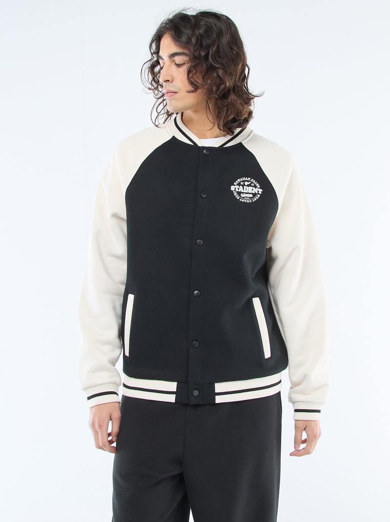 Veste molletonnée style américain Noir/blanc - Kiabi