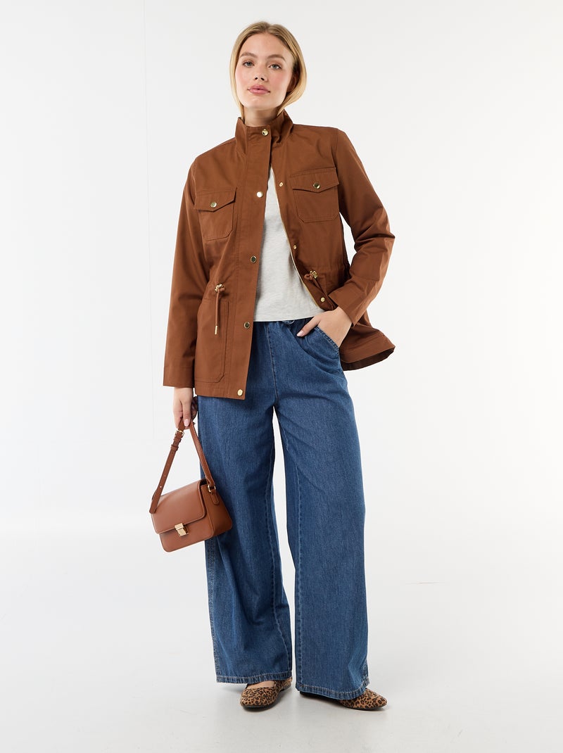 Veste saharienne à pressions devant Marron - Kiabi