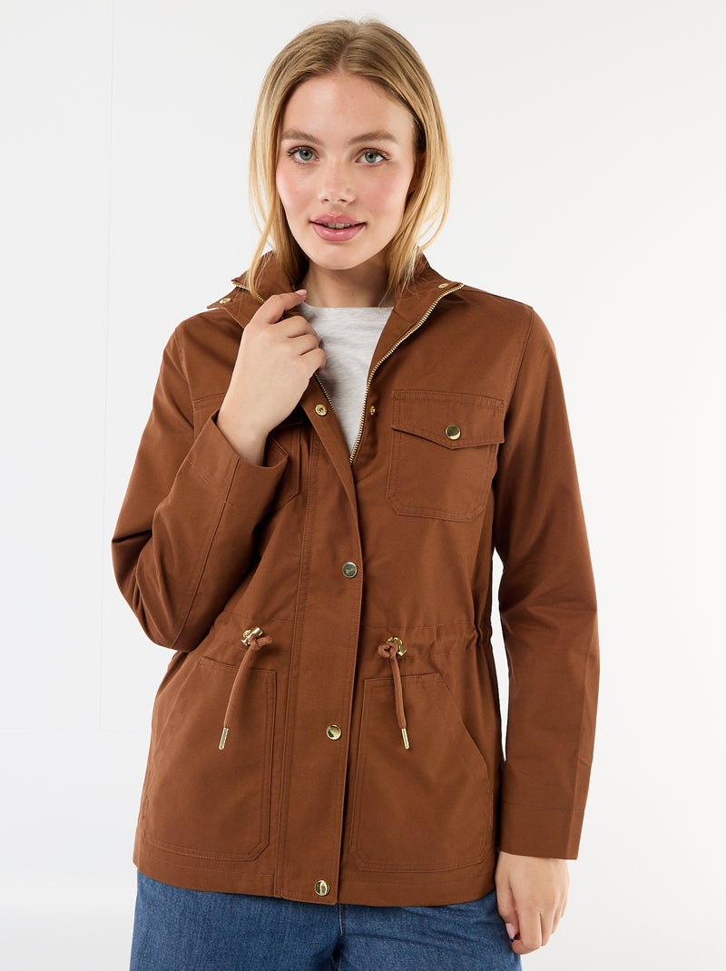 Veste saharienne à pressions devant Marron - Kiabi