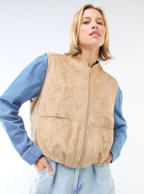 Veste sans manches en suédine - Kiabi