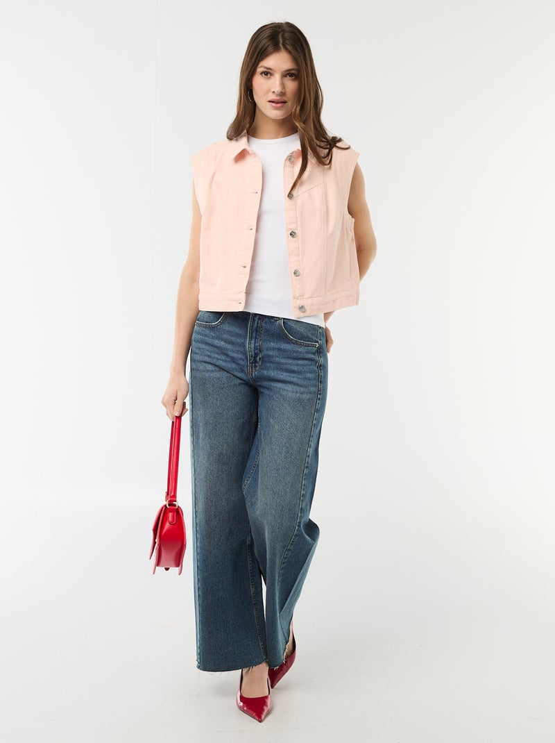 Veste sans manches imprimé vache unie Rose - Kiabi