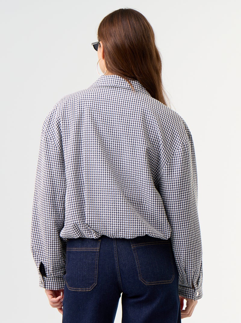 Veste style bombers à carreaux Bleu - Kiabi