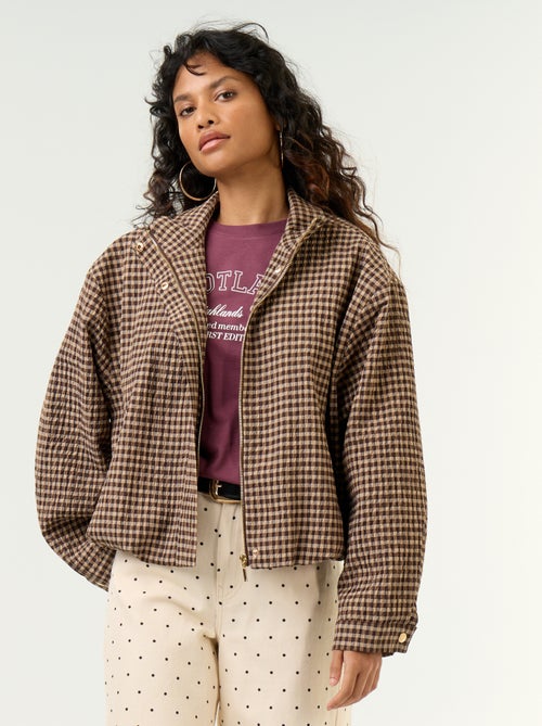 Veste style style bombers à carreaux - Kiabi