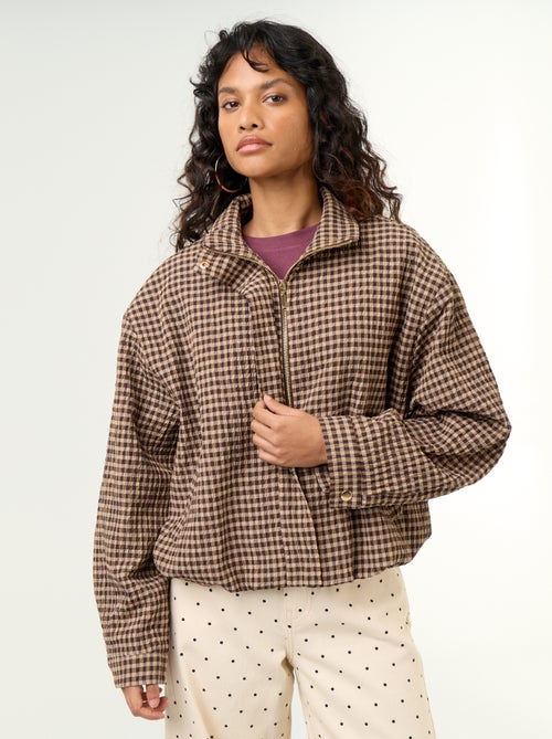 Veste style style bombers à carreaux - Kiabi