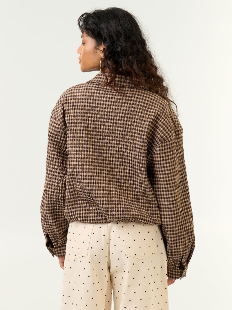 Veste style style bombers à carreaux Marron - Kiabi