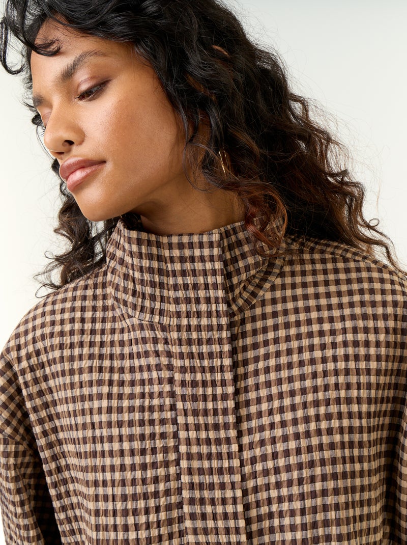 Veste style style bombers à carreaux Marron - Kiabi