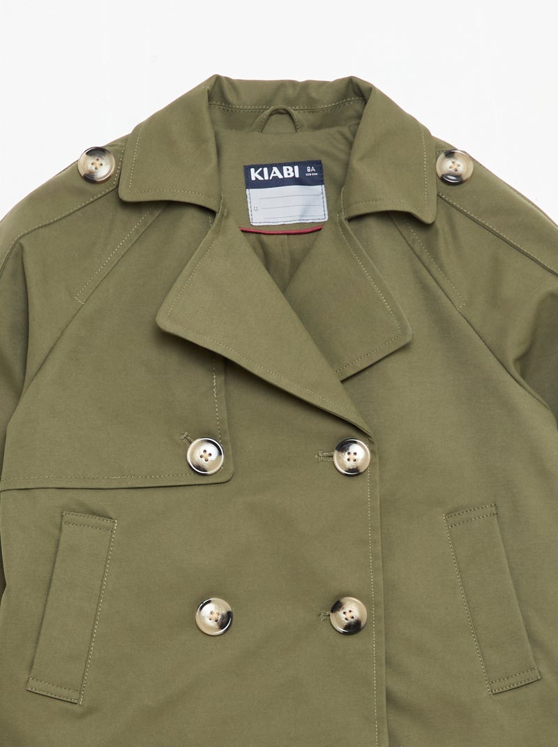 Veste style trench col tailleur Kaki - Kiabi