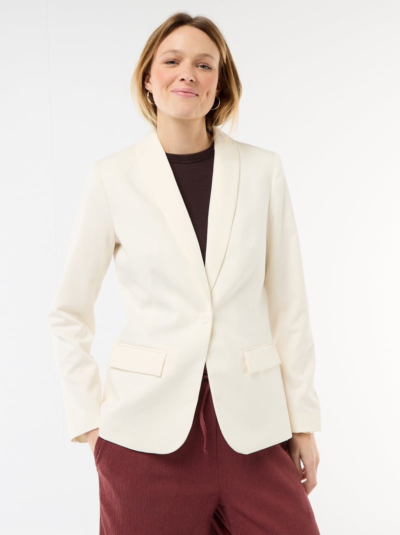 Veste tailleur avec col châle Blanc - Kiabi
