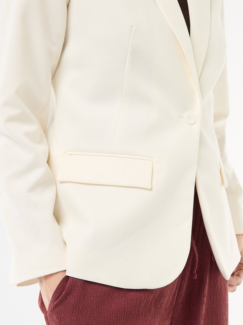 Veste tailleur avec col châle Blanc - Kiabi