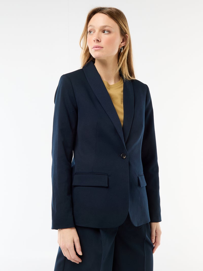 Veste tailleur avec col châle Bleu - Kiabi