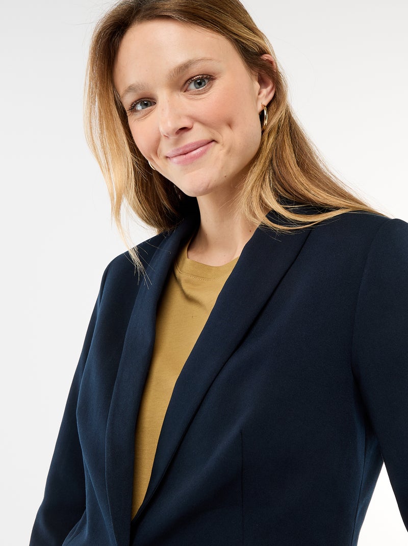 Veste tailleur avec col châle Bleu - Kiabi