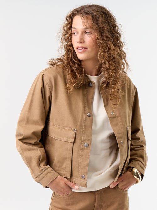 Veste workwear en denim et col velours - Kiabi
