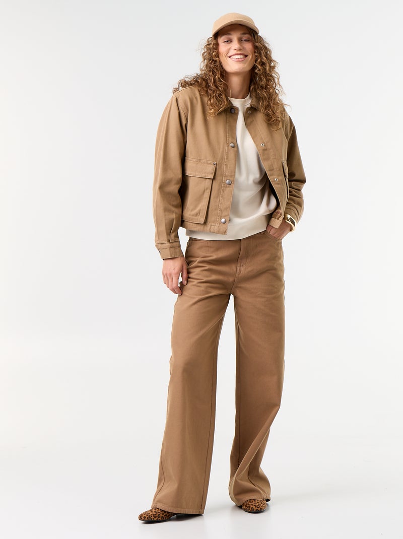 Veste workwear en denim et col velours Marron - Kiabi