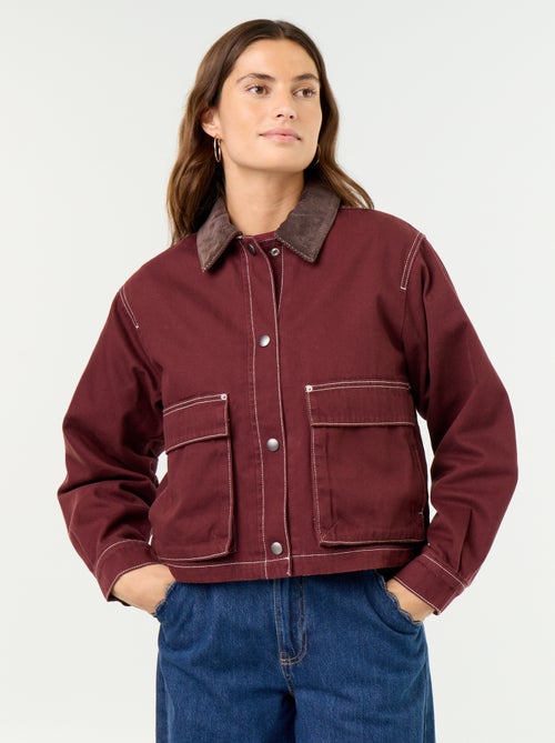 Veste workwear en denim et col velours - Kiabi