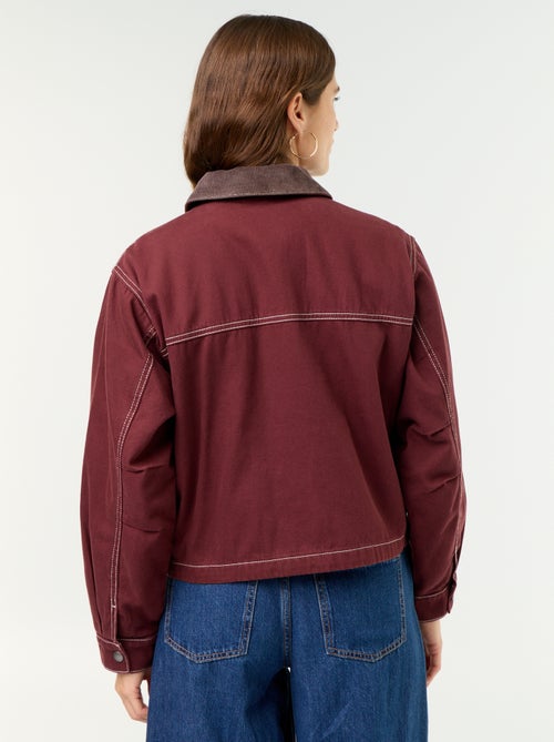 Veste workwear en denim et col velours - Kiabi