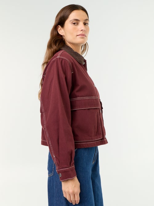 Veste workwear en denim et col velours - Kiabi