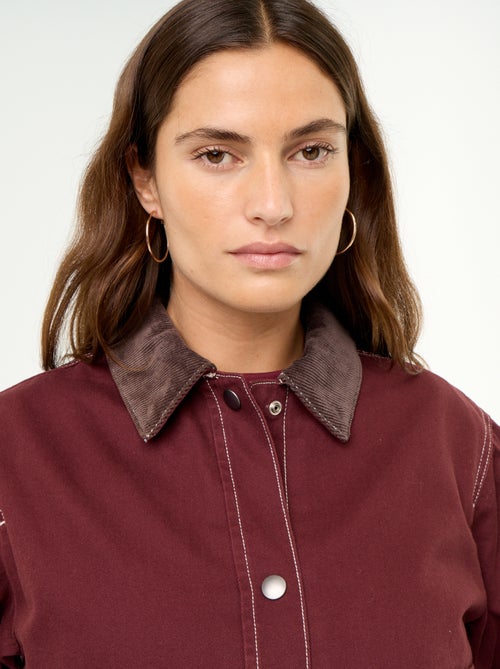 Veste workwear en denim et col velours - Kiabi