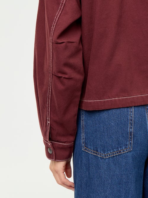 Veste workwear en denim et col velours - Kiabi