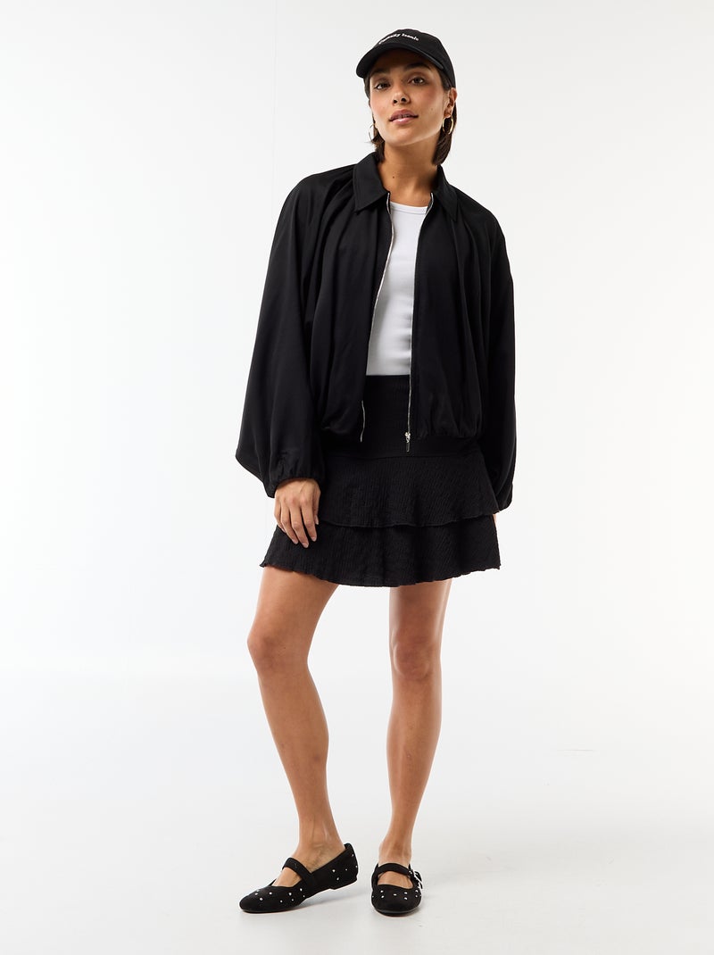 Veste zippée avec manches bouffantes Noir - Kiabi