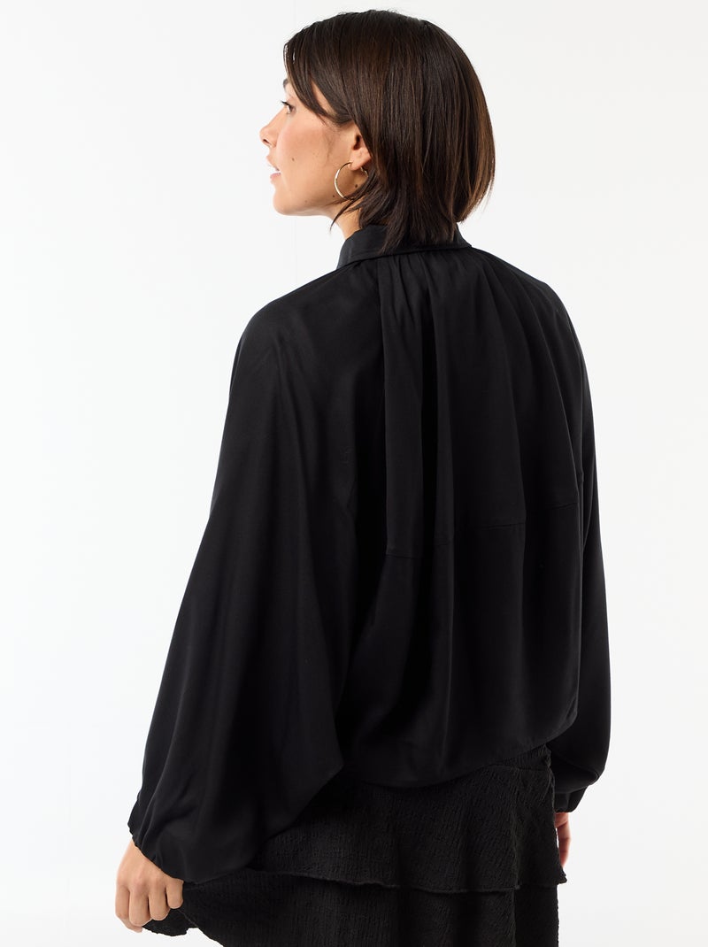 Veste zippée avec manches bouffantes Noir - Kiabi