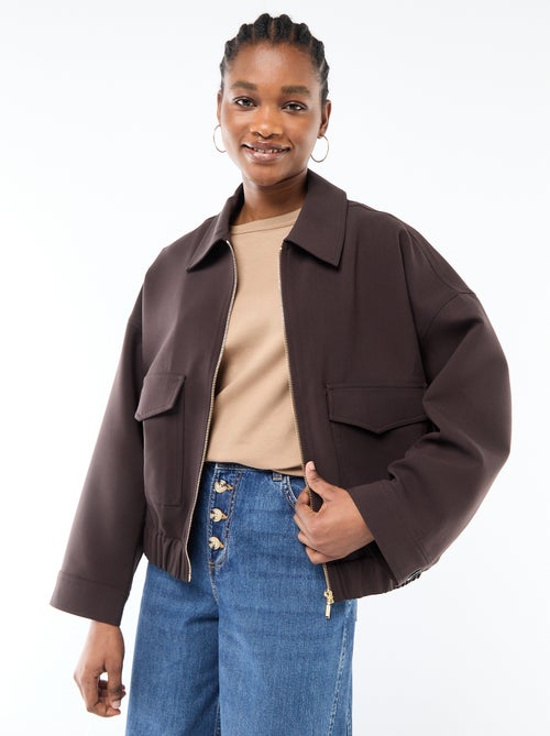 Veste zippée poches plaquées uni - Kiabi