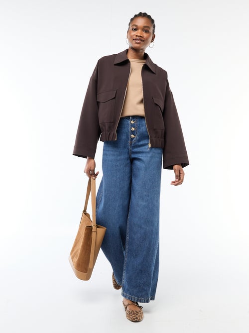 Veste zippée poches plaquées uni - Kiabi