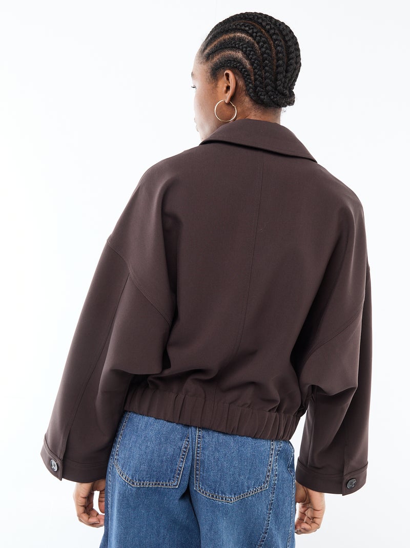 Veste zippée poches plaquées uni Marron - Kiabi
